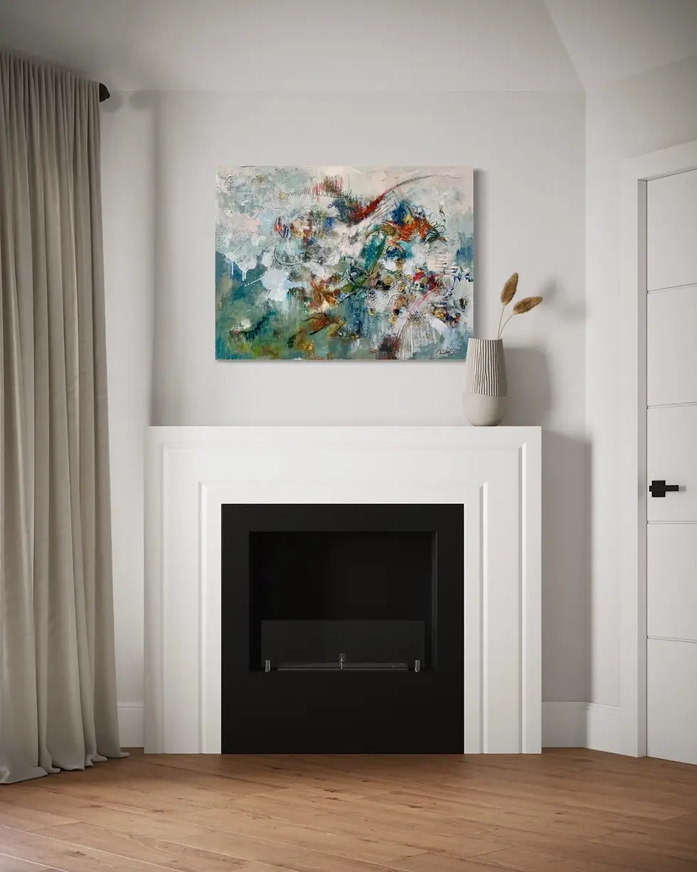 Thumbnail: art nature expressif- décor-Eveil de la nature-tableau abstrait grand format de l'artiste Mariclair Plante Canada