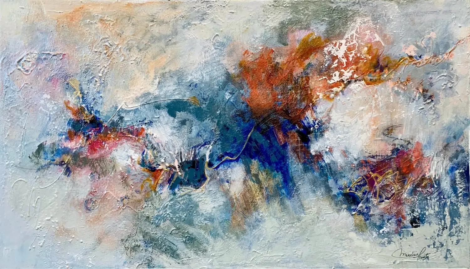 Pour l'éternité-tableau abstrait format horizontal de l'artiste Mariclair Plante