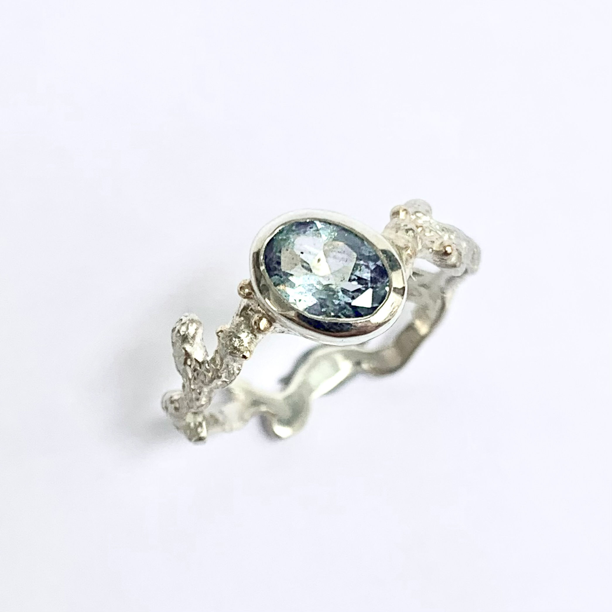 Aquamarine Coral Ring ~ Size O