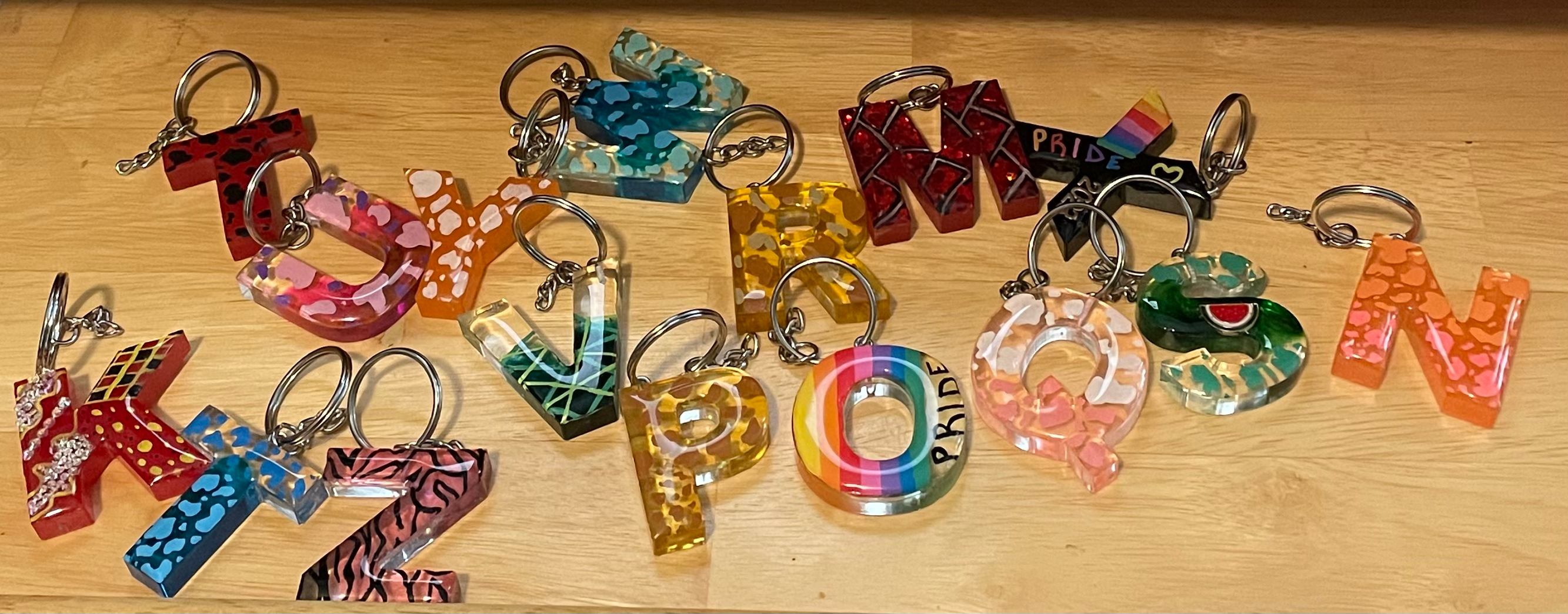 Hand painted resin letter keychain