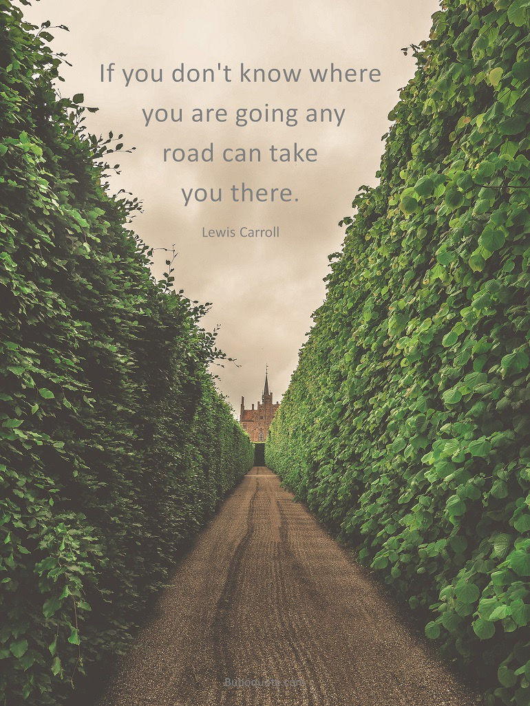 IF YOU DON’T KNOW WHERE YOU’RE GOING, ANY ROAD WILL TAKE YOU THERE