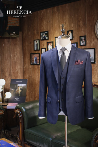 Loro Piana Dark Navy Glen Checked Suit | herencia