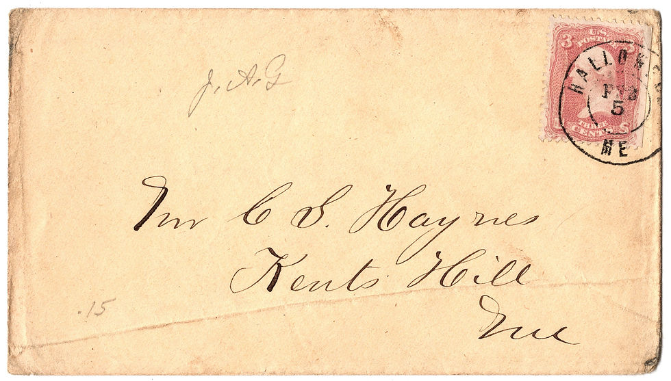 Thumbnail: #65 on cover - Double circle Hallowell, ME postmark