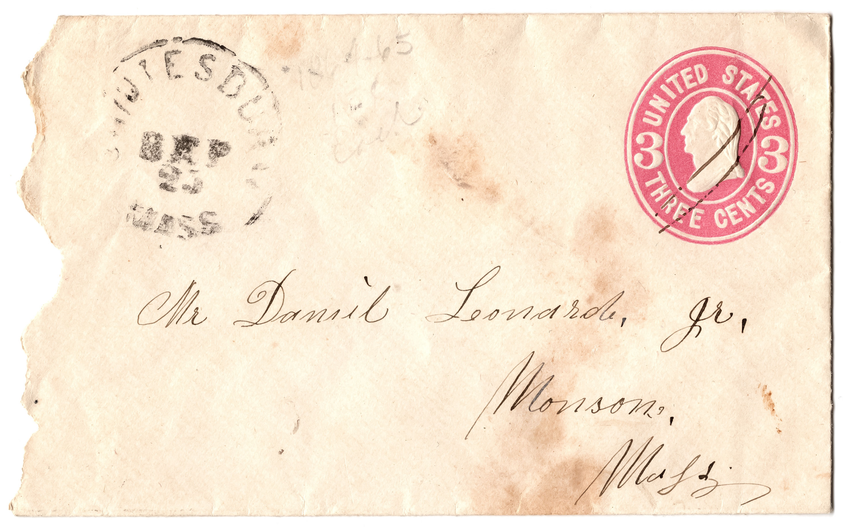 Shutesbury, MA postmark on U58 with pen cancel