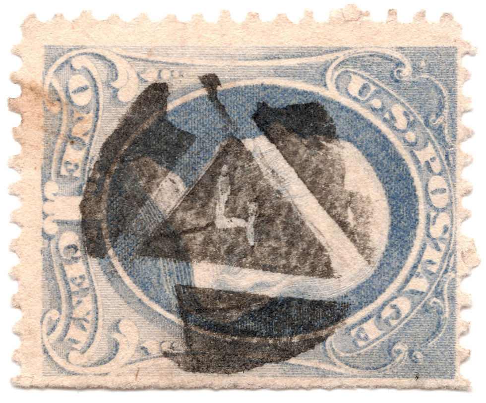 Thumbnail: #206 with highly unusual triangular fancy cancel with a "4" in the center