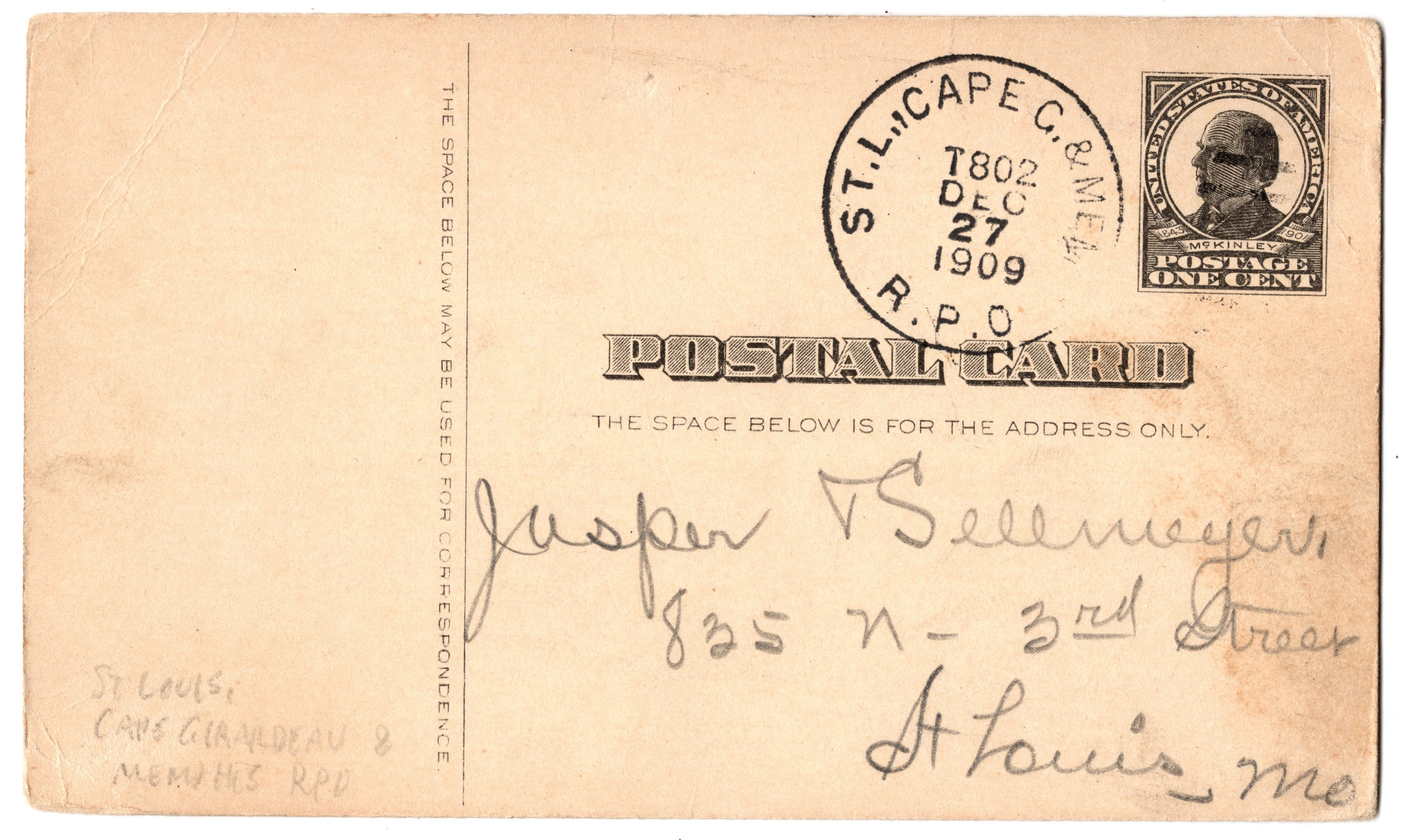 St. Louis - Cape Girardeau - Memphis RPO - 1909
