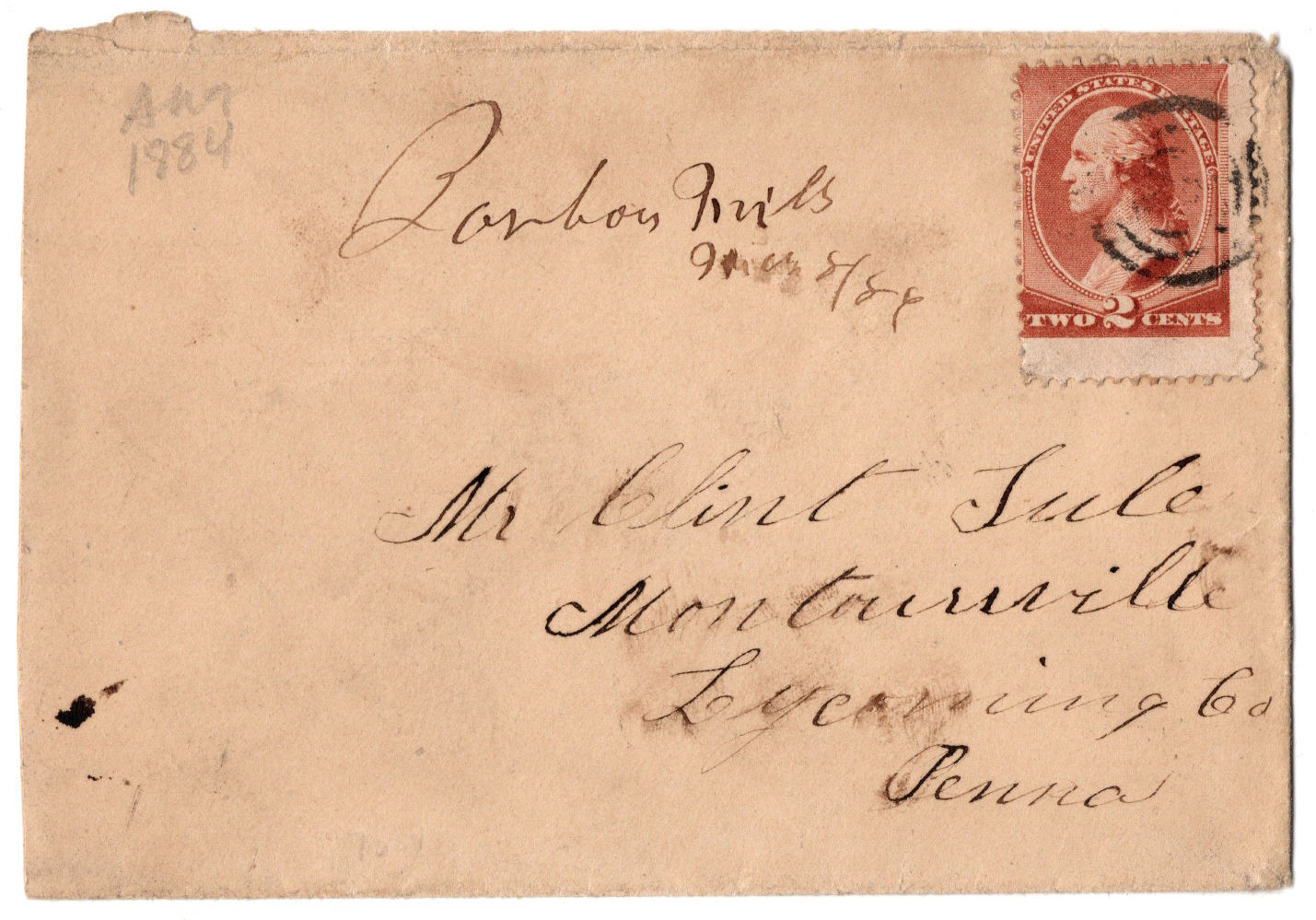 Barbours Mills PA manuscript cancel - 1884