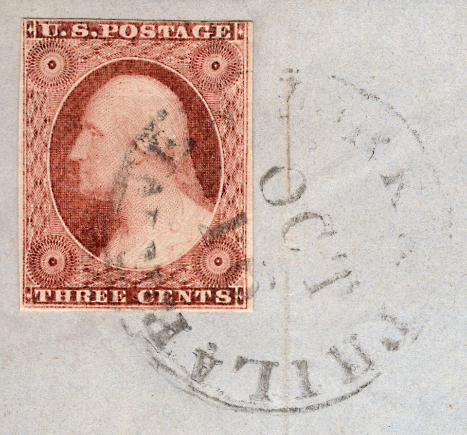 Thumbnail: #11a Type II on1852 Philadelphia drop letter from a stockbroker to a client