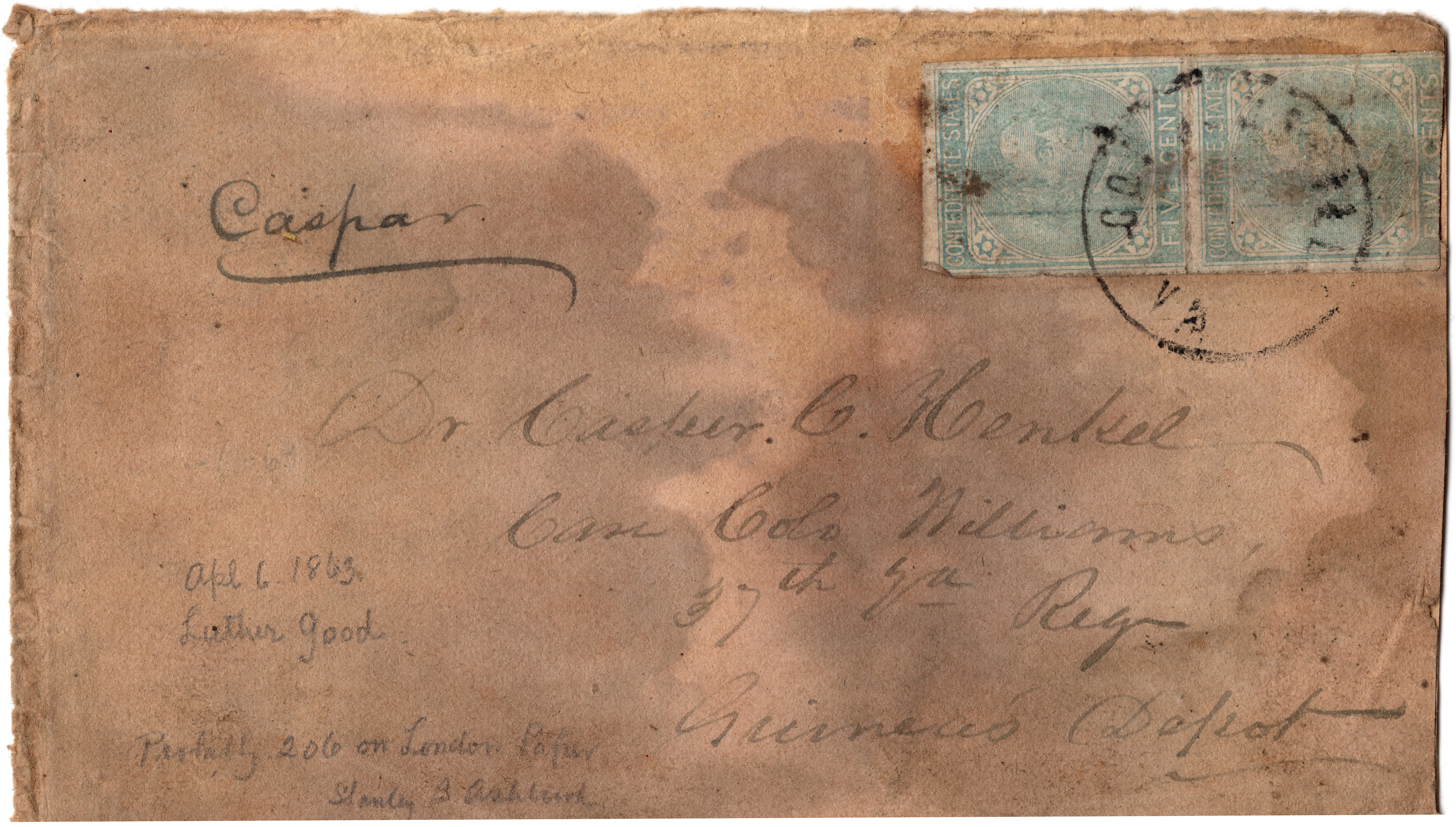 Confederate Civil War letter - April, 4 1863