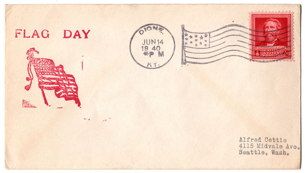 Thumbnail: Dione KY flag cancel on Alvin Franzblau Cachet