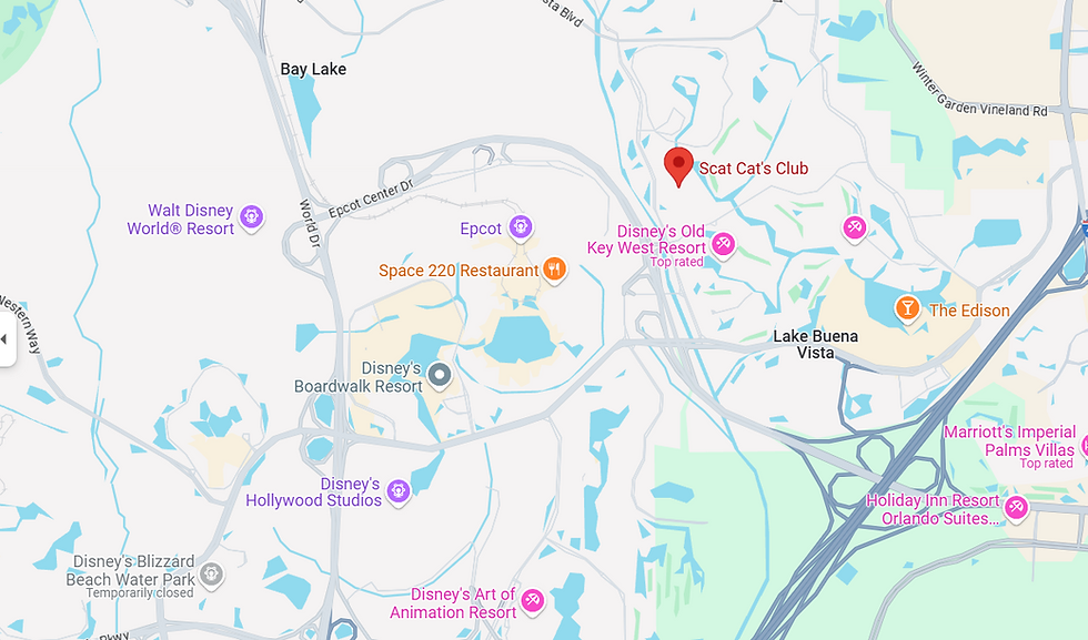 A map of Scat Cat's Club- Cafe