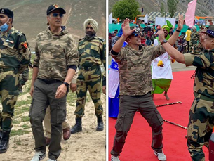 Akshay Kumar visits Tulail LoC in Jammu and Kashmir to meet BSF jawans