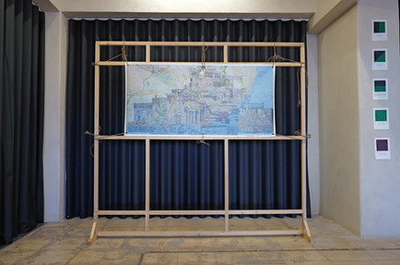 Map of Lisbon with nodes and drawings