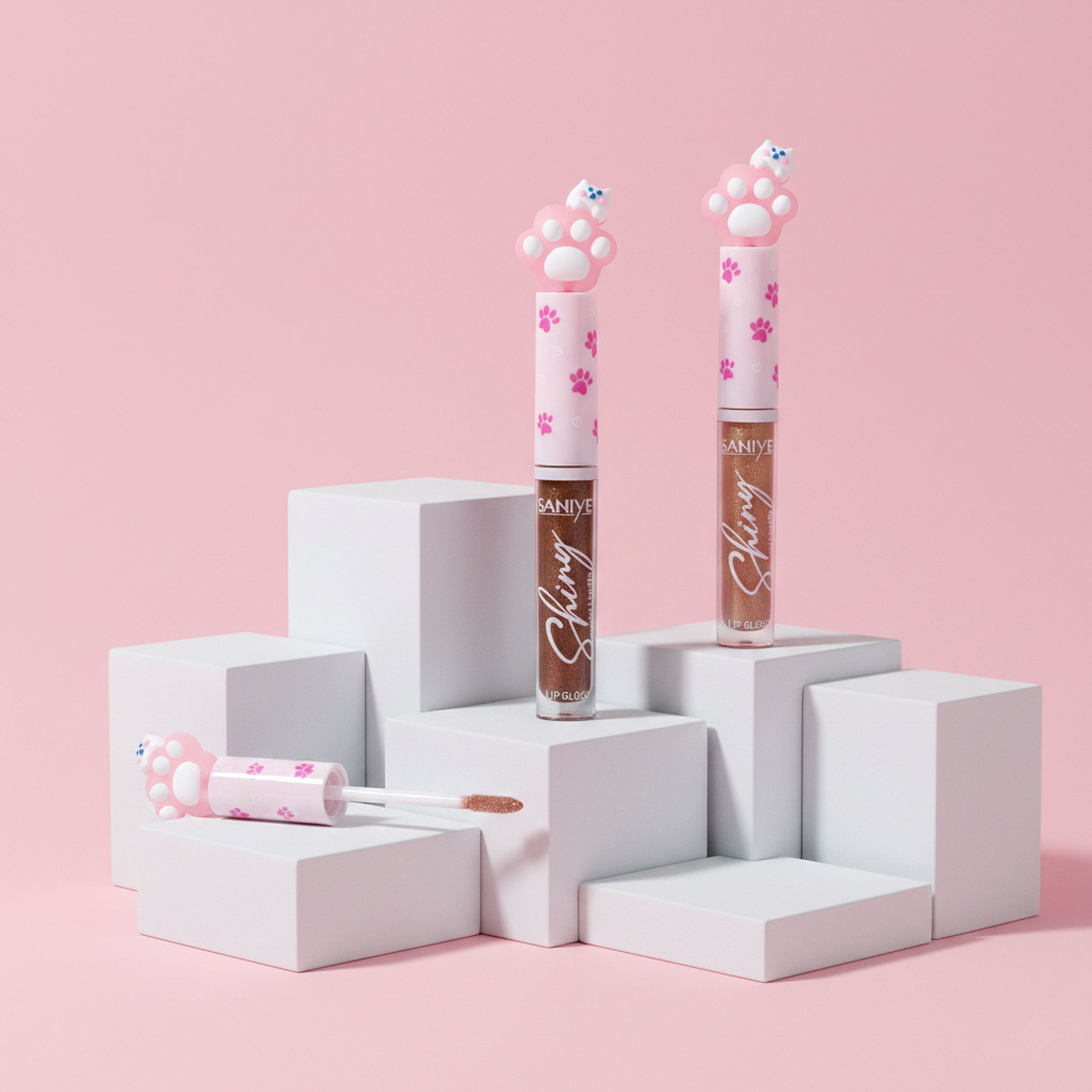 Lipgloss con glitter L1515 edición cat ( 24 pzas)