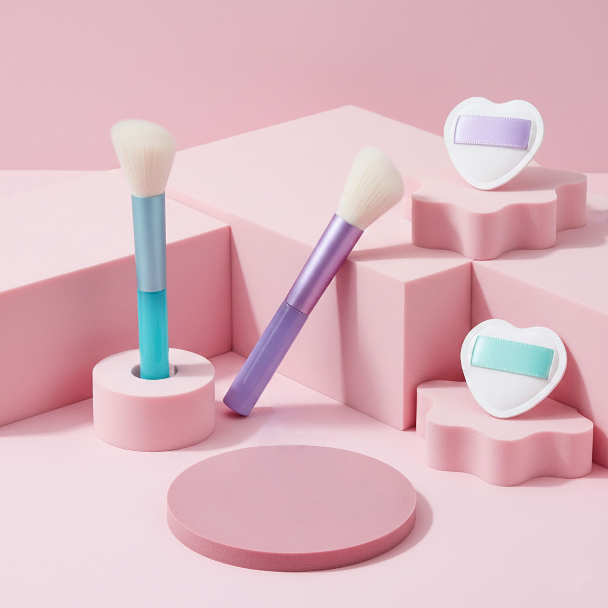 Set de mini esponja + brocha para polvos w224 (12 Piezas)