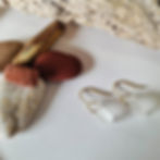 Glacier White Sea Glass PVD Gold Pendant Earrings