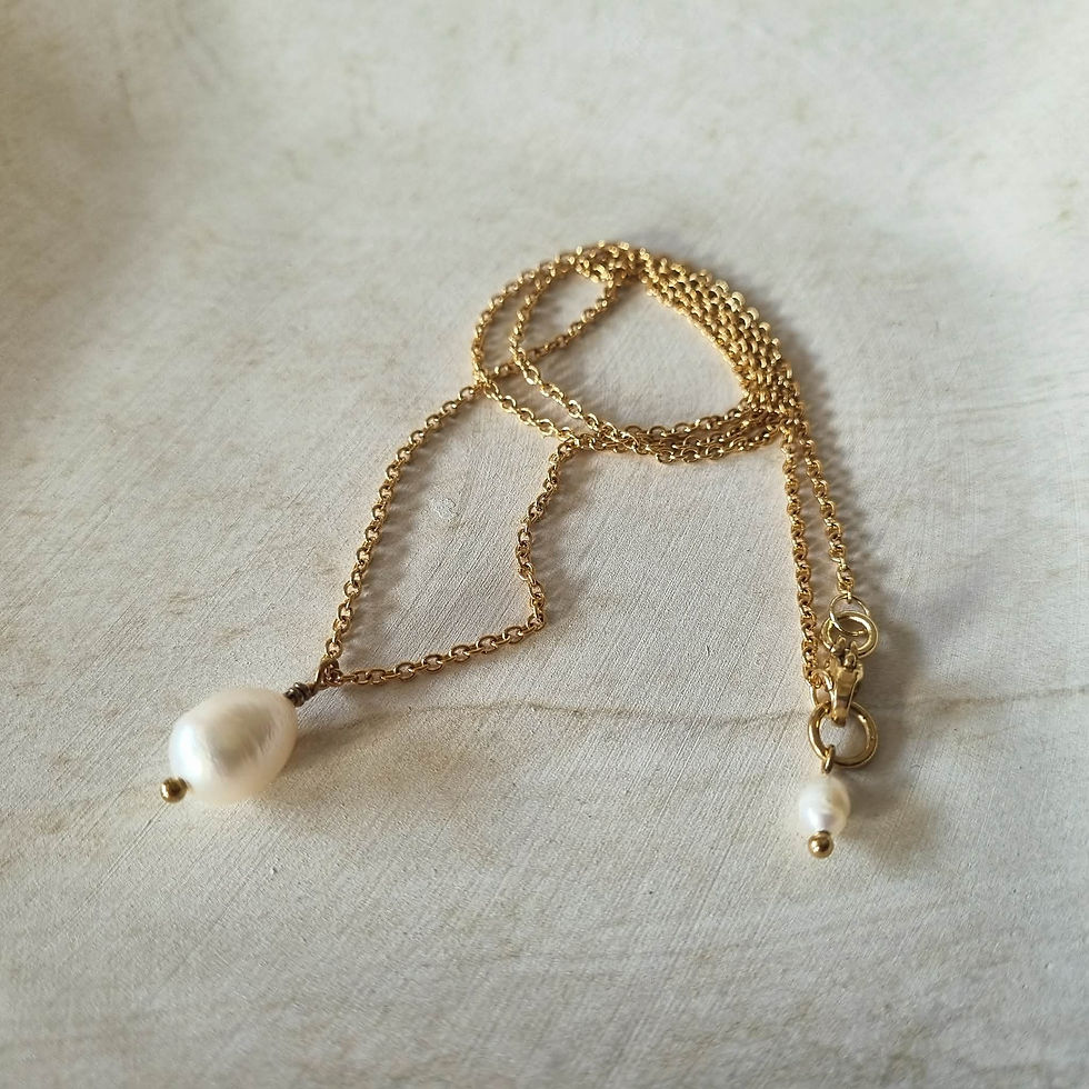 Thumbnail: Freshwater Rice Pearl & Gold Necklace
