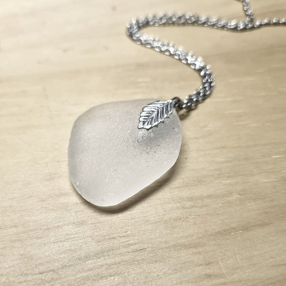 Thumbnail: White Sea Glass and Hypoallergenic 316 Steel Pendant Necklace | From seaformstudio.com.au