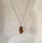 Deep Amber Sea Glass & 316 Polished Stainless Steel Pendant Necklace