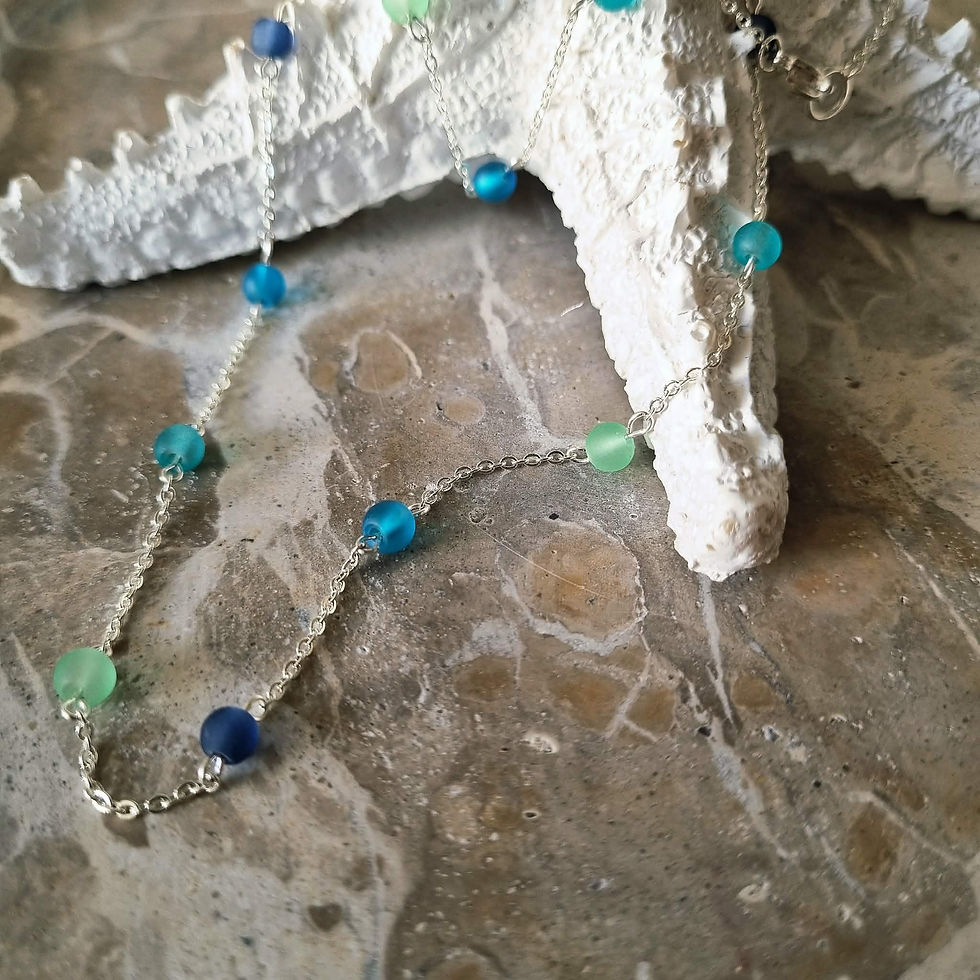 Thumbnail: Cool Matte Pastel Beads & Silver Choker