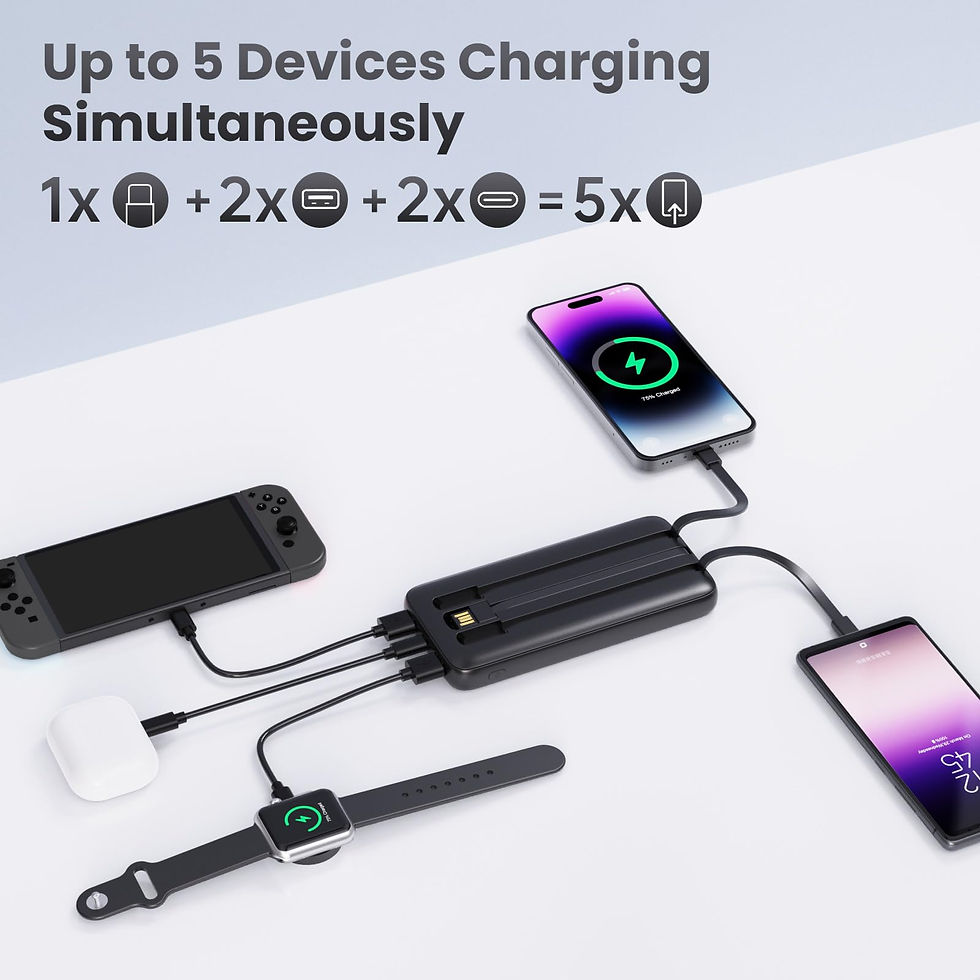 Miniatura: 6-in-1 Power Bank 10000mAh PD 12.5W Fast Charging Phone External Battery Powerba