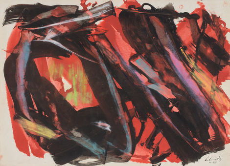 Untitled, 1960
Gouache, India ink, and pastel on paper
37.3 × 52.3 cm
Signed and dated at the bottom right
Catalogue raisonné number: GS-P-60-068