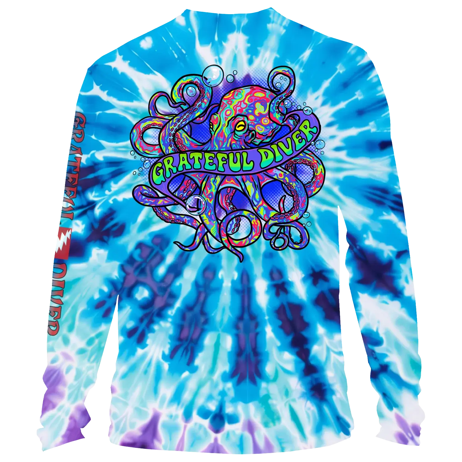 Kaleidoscope Octopus UPF 50+ Tie-Dye Long Sleeve Shirt