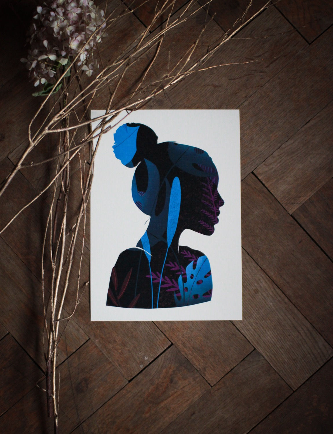 Plakat - 50x70 - Forest Woman Blue 