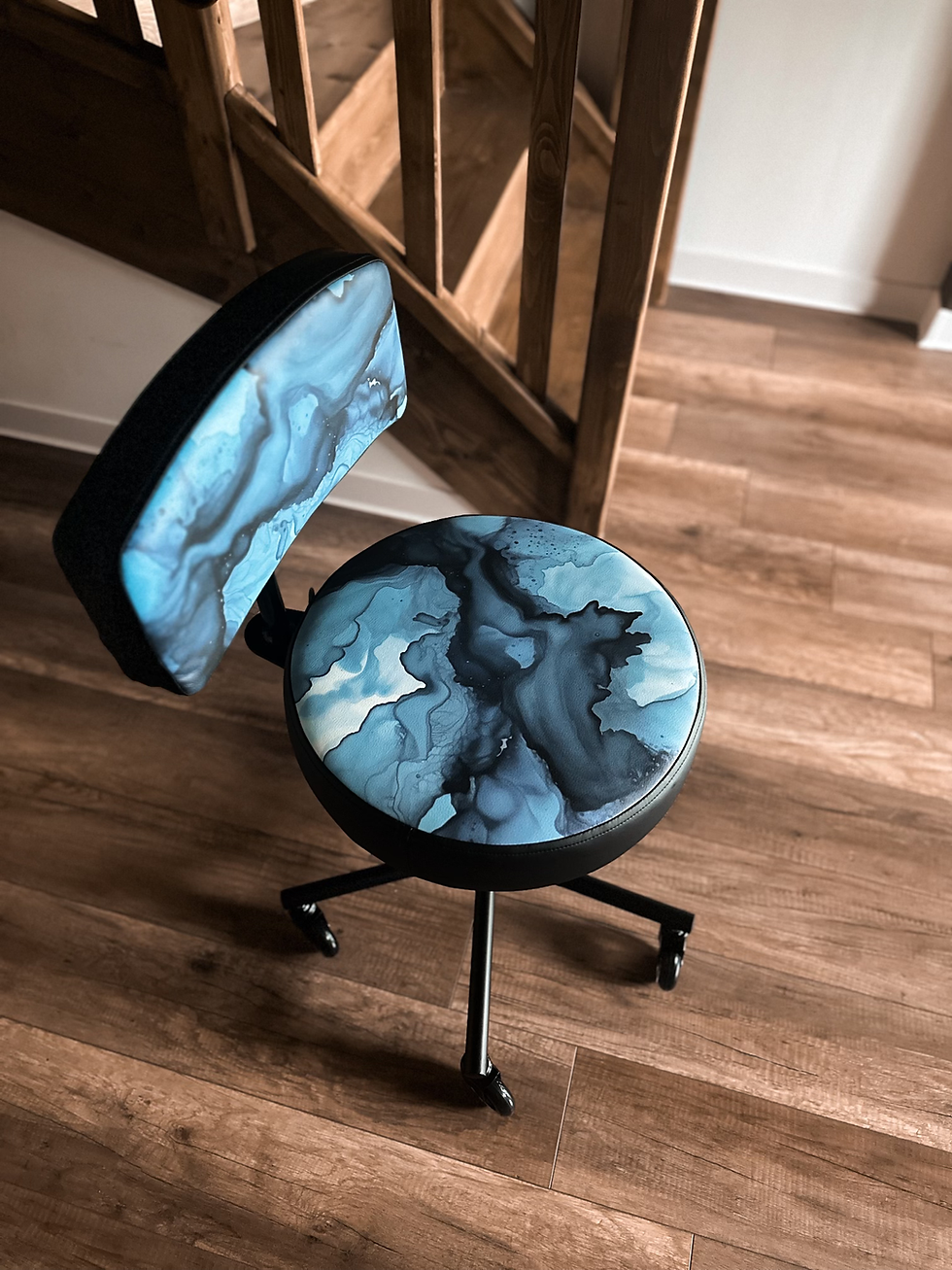 Miniatura: Taboret Kosmetyczny - Manufaktura Blue Moon | Regulowana Wysokość, Eko Skóra   