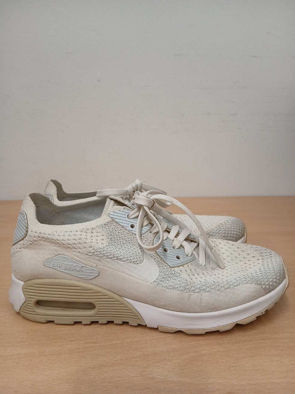 Thumbnail: ∞ Nike Air Max 90 Ultra 2.0 FlyKnit Trainers (White/Cream) Size 5.5 (S113)