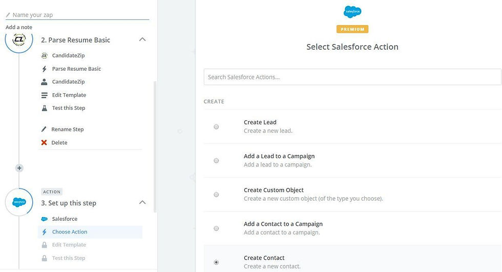 Select Salesforce action