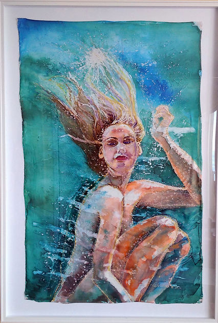 Fine art painting on silk—delicate brushwork on luminous fabric.