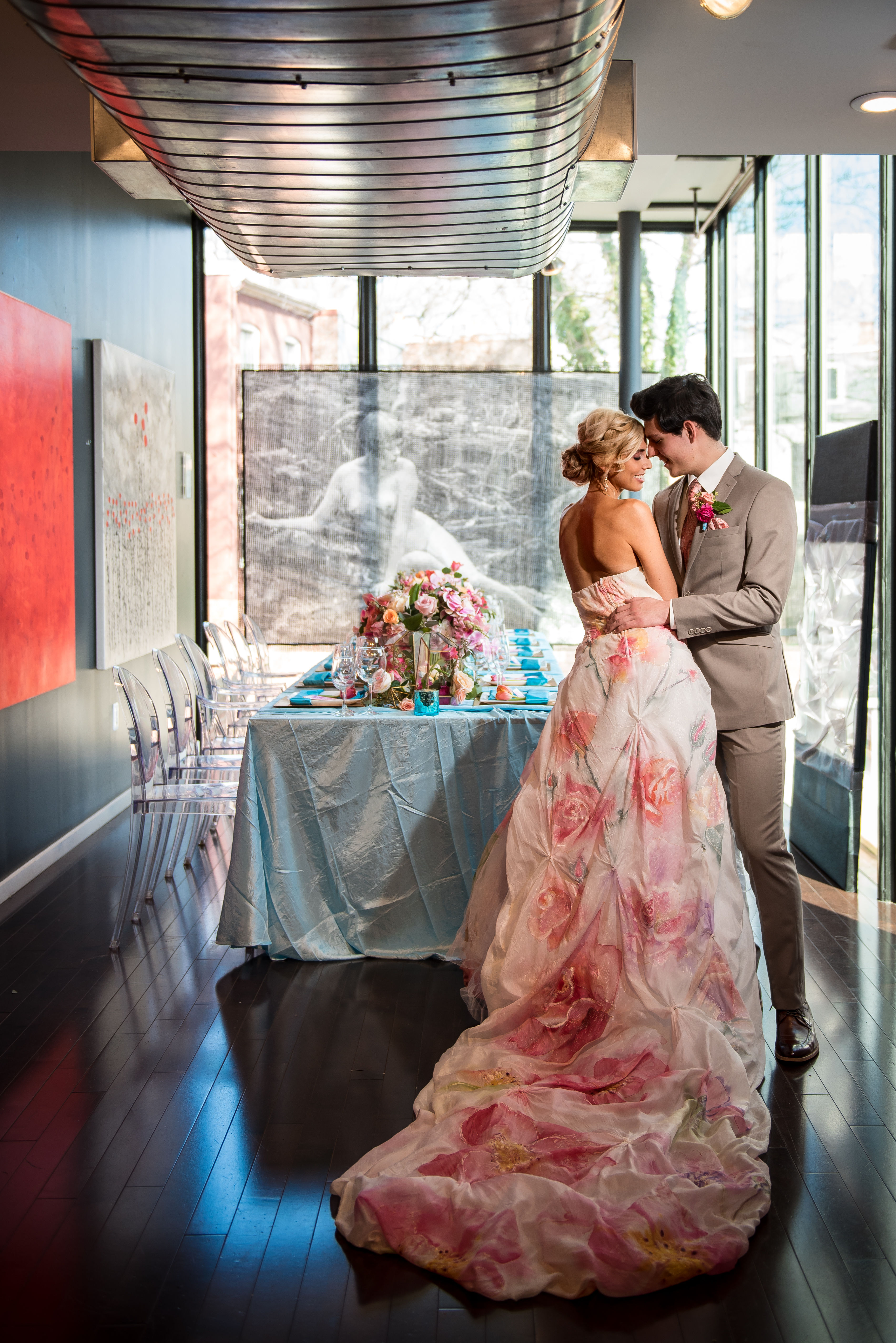 Hand-painted wedding gown