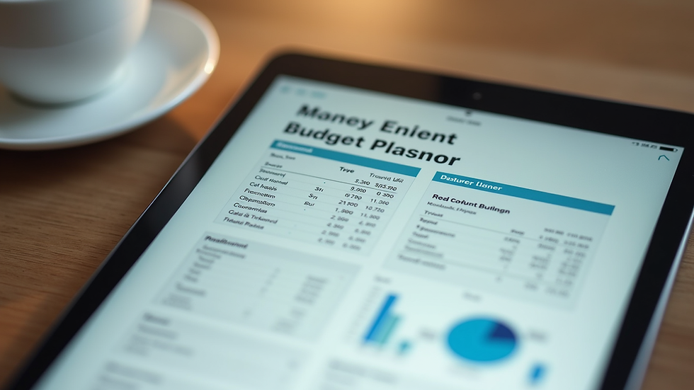 Close-up view of a tablet showing a retirement budget planner