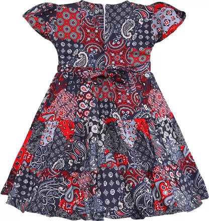 Thumbnail: Chic Red & Grey Printed Casual Dress