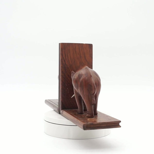 Vintage Hand Carved Asian Elephant Bookends