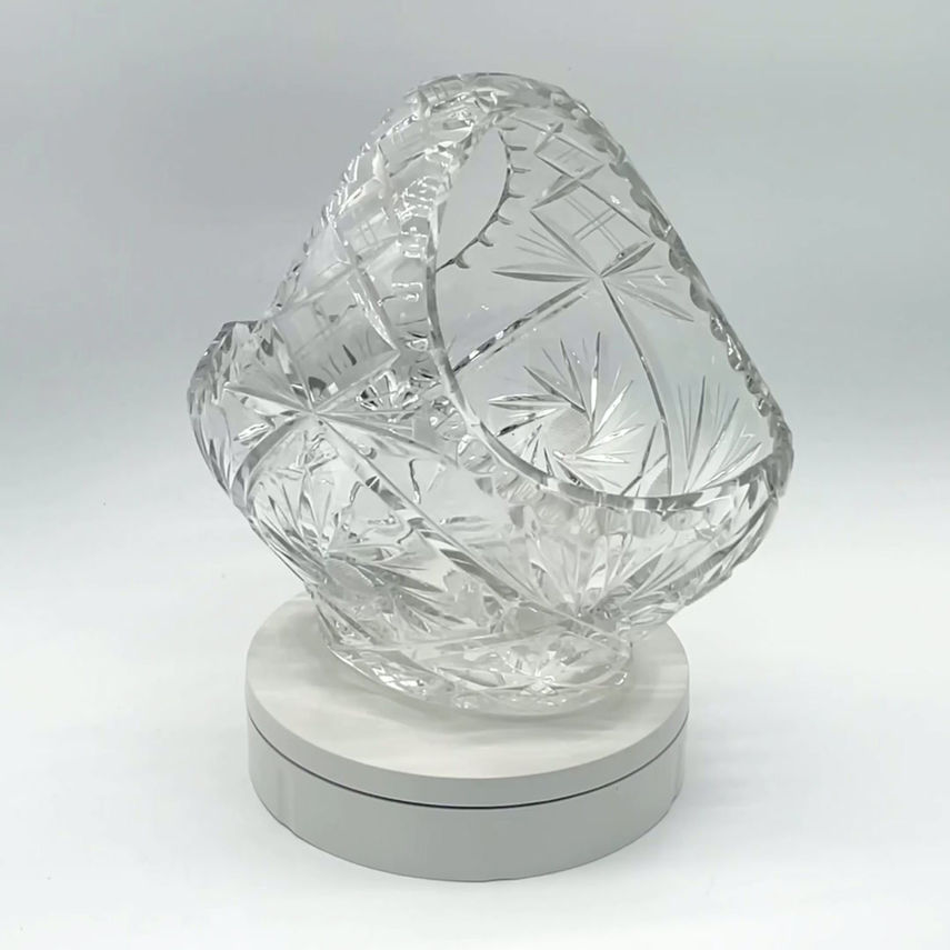 Vintage Hand Cut Lead Crystal Glass Basket Bowl