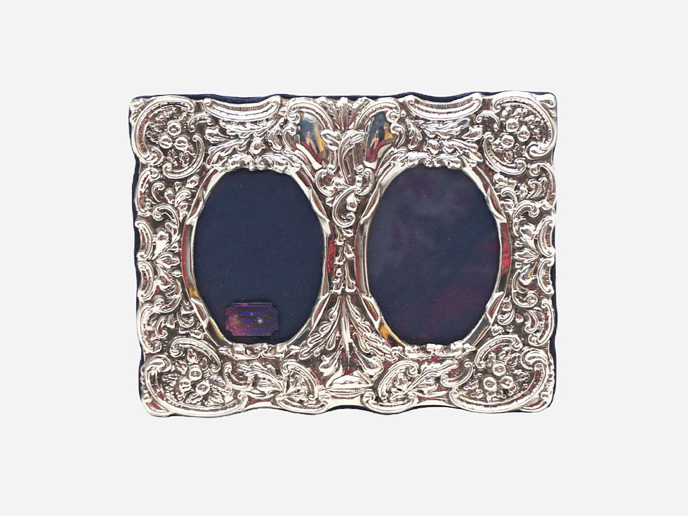 Vintage Sterling Silver Ornate Baroque Design Double Photo Frame, Boxed