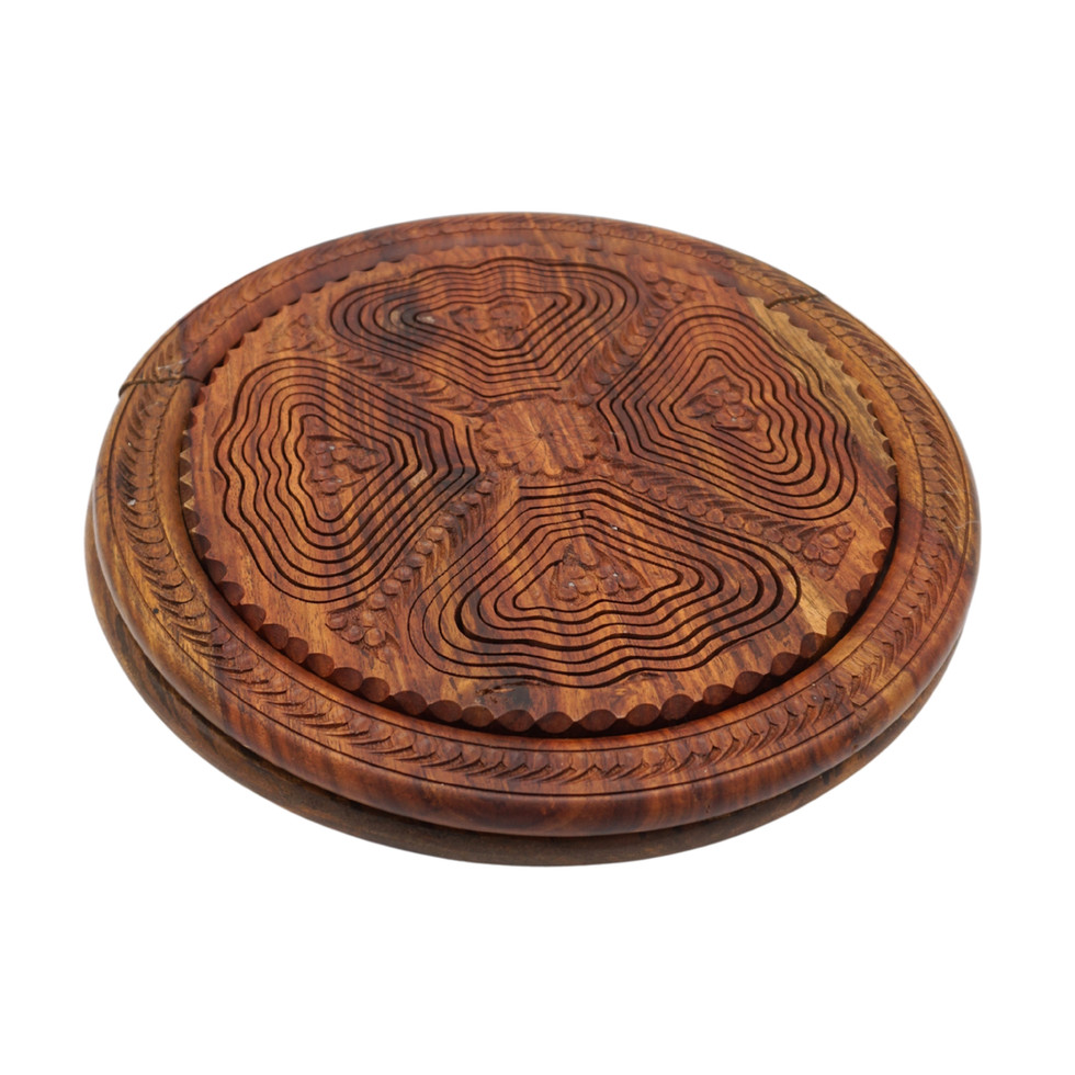 Handmade Rosewood Foldable Snack Serving Basket