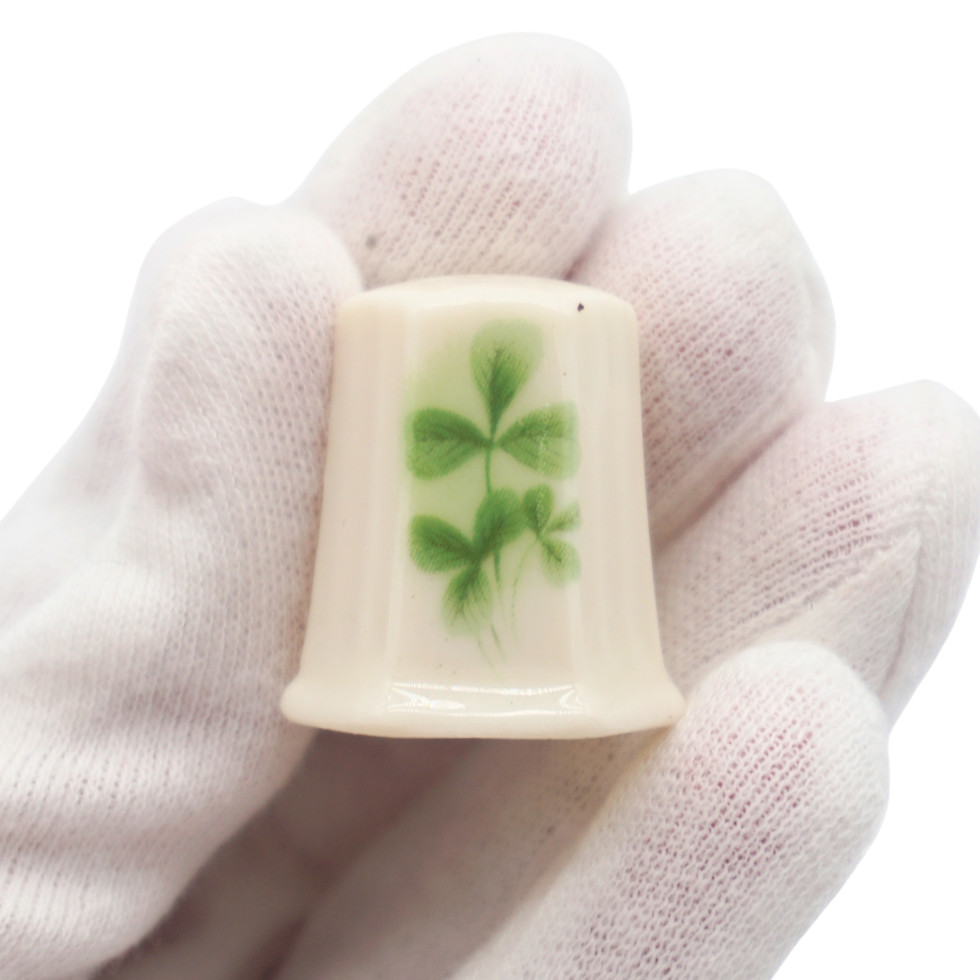 Vintage Irish Dresden Shamrock & Donegal Parian Thimble