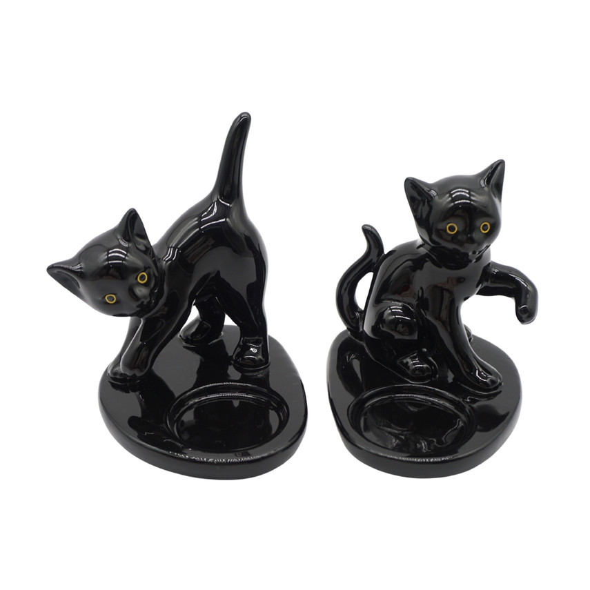 PartyLite Black Cat Tea Light Candle Holder Set