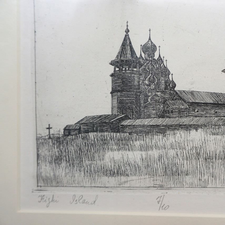 Limited Edition Etching of Kizhi Island Church, by Petrosian