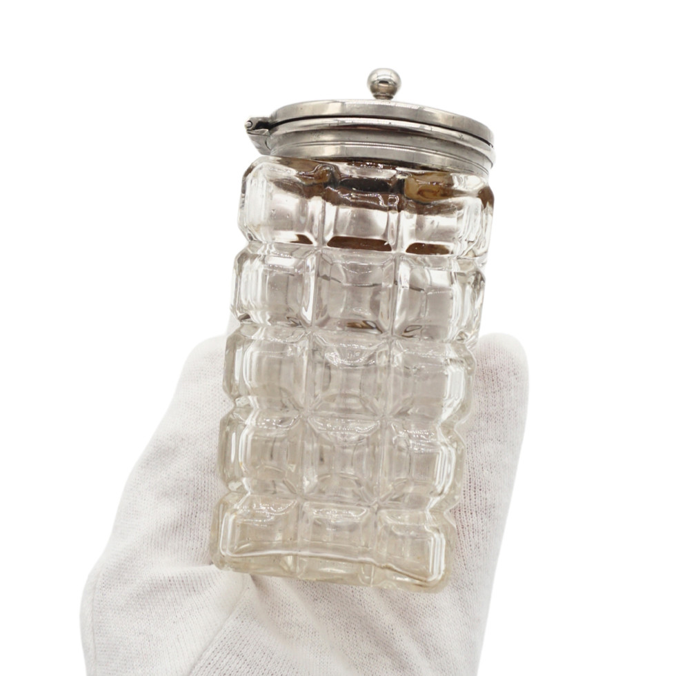 Vintage Glass & Silver Plated Mustard Condiment Pot