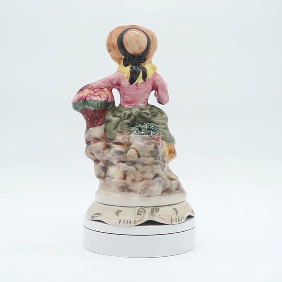 Porcelain Figurine of a Woman Holding a Basket of Flowers