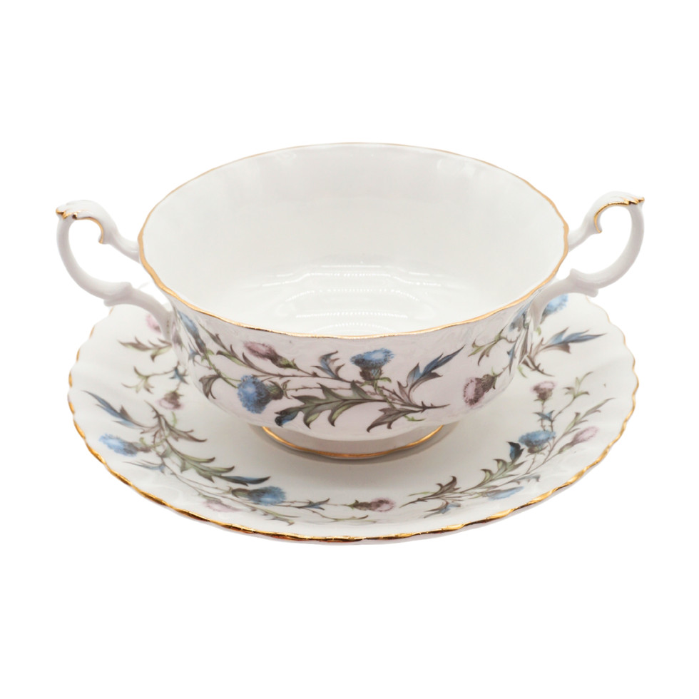 Royal Albert Brigadoon Pattern Soup Coupe And Saucer Set of Eight