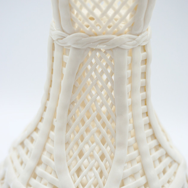Chinese Dehua Handmade Porcelain Lattice Work Vase