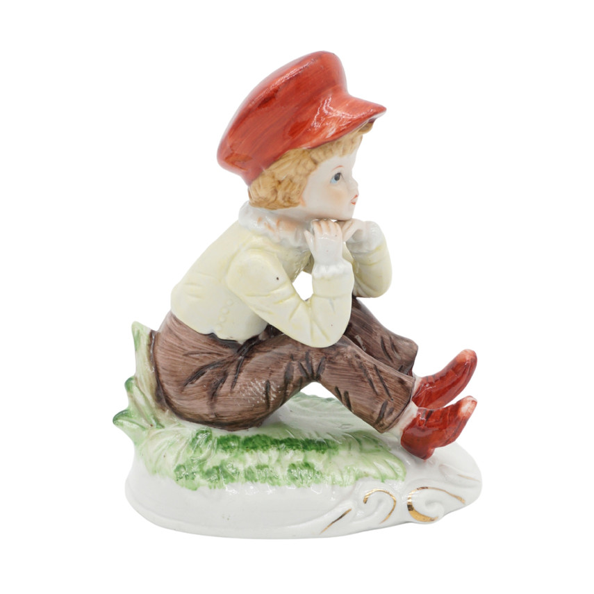 Little Boy Pondering Vintage Figurine