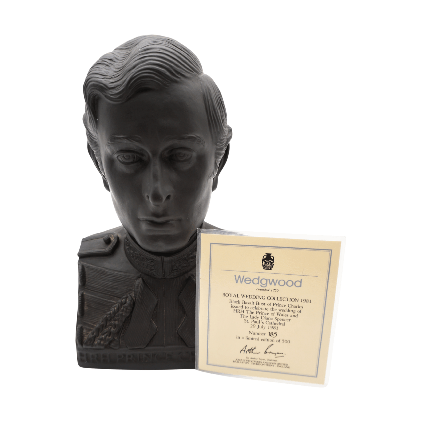 Limited Edition Wedgwood Black Basalt Bust of King Charles III