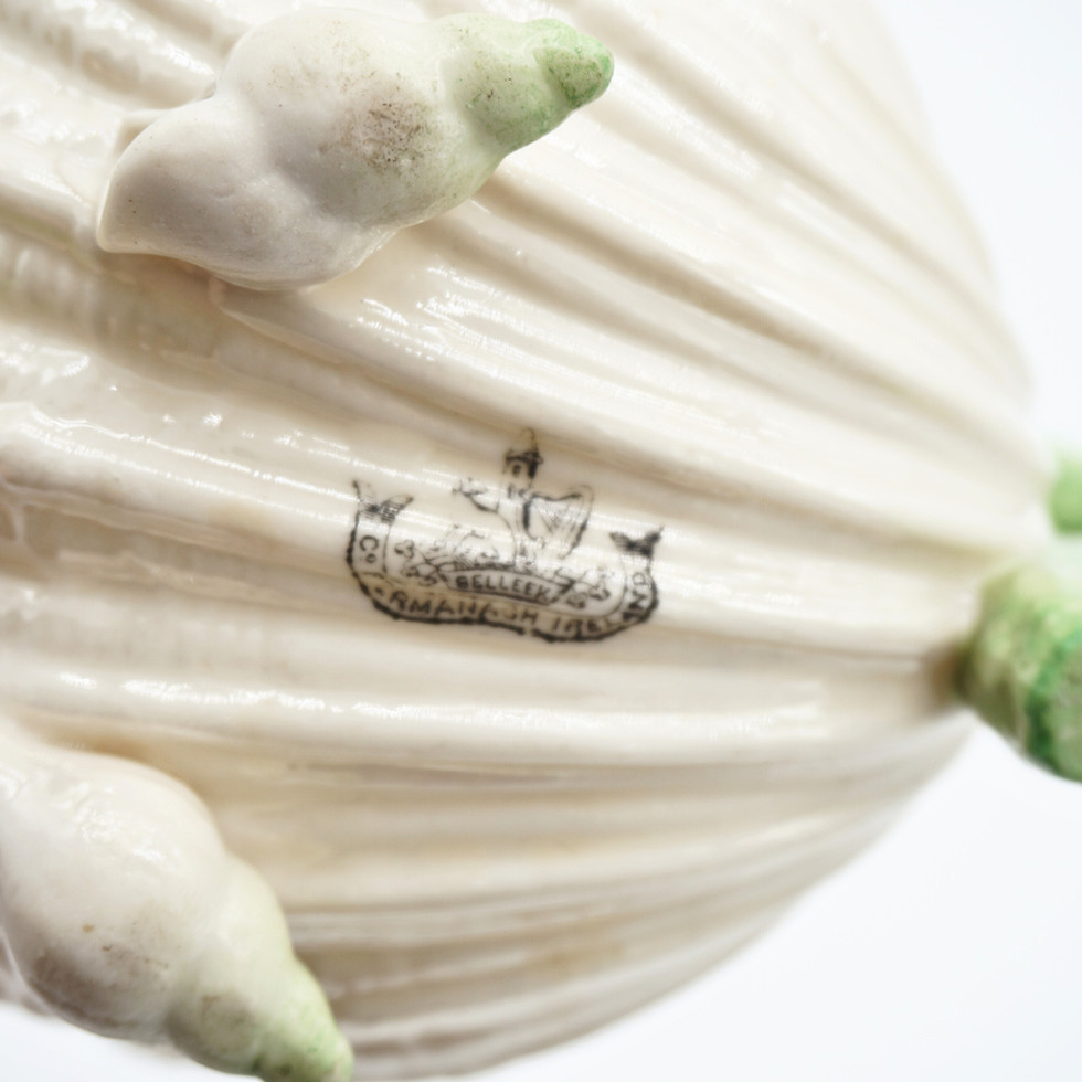 Belleek Porcelain Neptune Cabaret Tea Set, Victorian, 1891-1926
