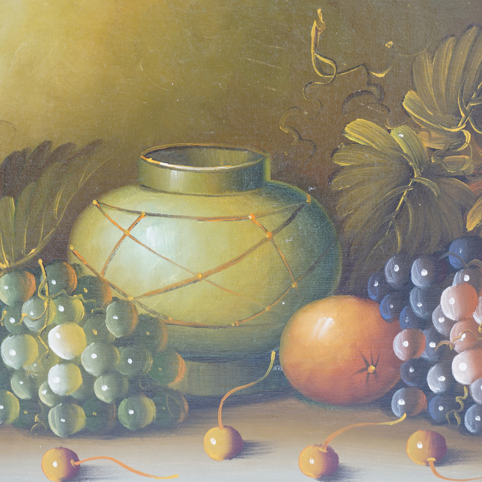 Vintage Oil on Board Painting, Still Life Composition of Fruit, Signed